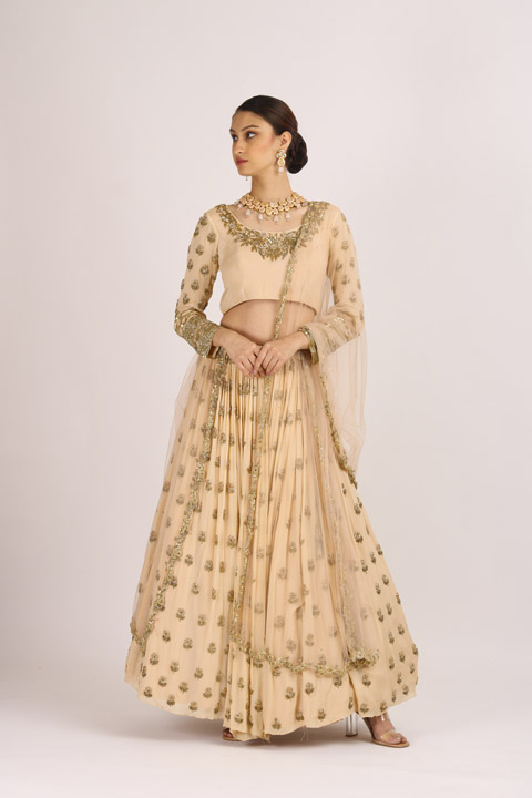 Mauve Pink Crepe Lehenga Set